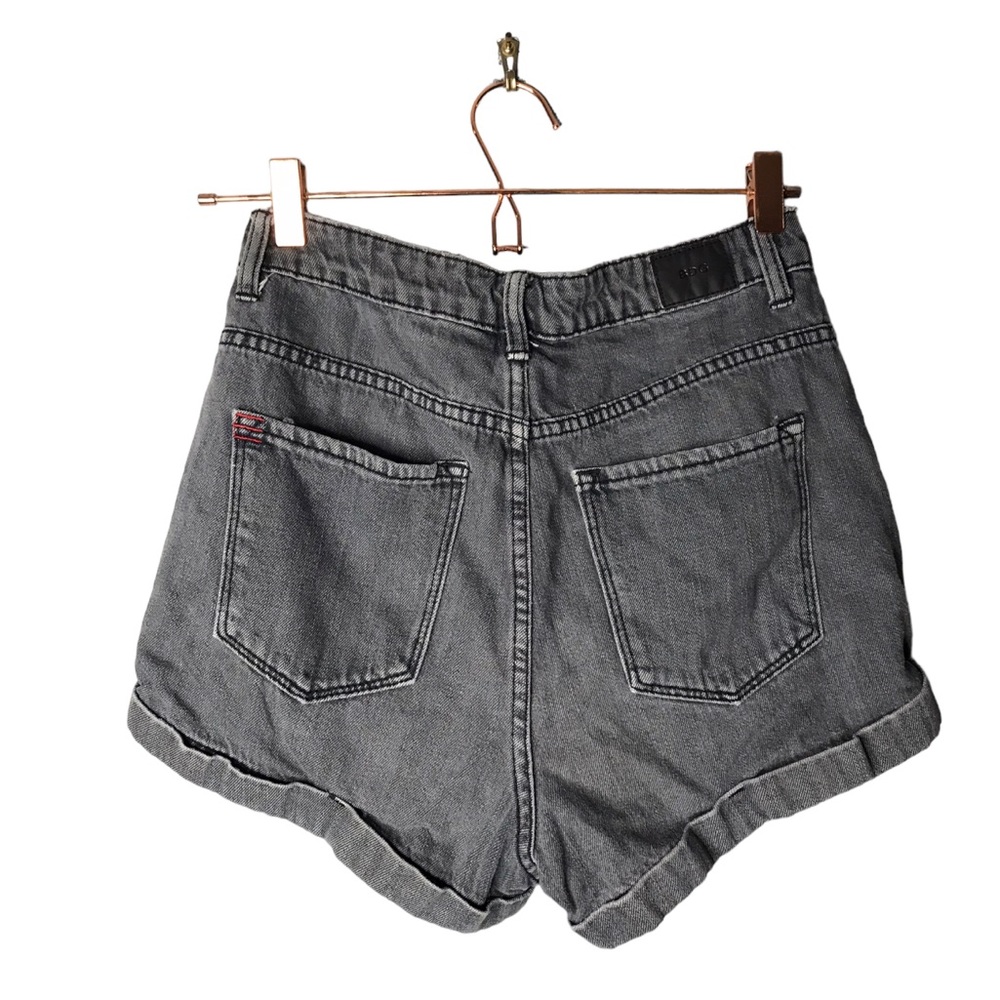 UO • BDG | Foxy super high rise black gray jean shorts cuffed button up fly•
